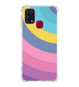 Samsung Galaxy M31  Köşe Korumalı Antişok Kapak Renk Cümbüşü Tasarımlı  Silikon Kılıf (Şeffaf)