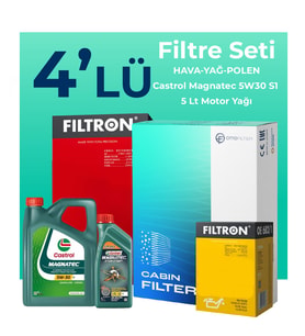 Filtron Alfa Giulietta 1.6 Dizel 105 HP Filtre Bakım Seti Castrol Motor Yağlı (2010-2015) 4 Lü