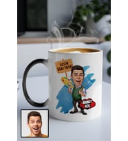 Erkek Resim Öğretmenine Hediye Karikatürlü Sihirli Kupa Bardak