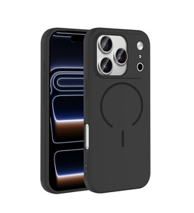 Apple iPhone 17 Pro Uyumlu Kılıf M-safe Şarj Özellikli Zore Meta Kapak (Siyah)