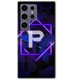 Galaxy S24 Ultra Kılıf HD Desen Baskılı Kılıf - Dark Neon Yaprak P Harfi
