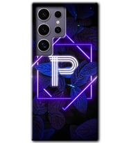 Galaxy S24 Ultra Kılıf HD Desen Baskılı Kılıf - Dark Neon Yaprak P Harfi