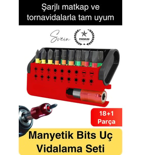 #Vidalama Rodex Manyetik Bits Uç Vidalama Çelik Tornavida Seti Kutulu 18+1 Parça 1/4 Hex Çok Amaçlı