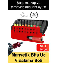 #Vidalama Rodex Manyetik Bits Uç Vidalama Çelik Tornavida Seti Kutulu 18+1 Parça 1/4 Hex Çok Amaçlı