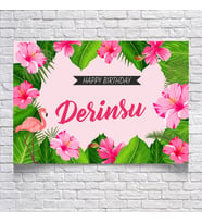 Pembe Çiçek Temalı Doğum Günü Afişi