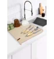 Basic Bulaşık Kurutma Matı 46x36 cm Kurulama Bezi Kurutma Örtüsü Tezgah Üstü Bej