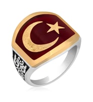 ​Gümüş Ay Yıldız Erkek Yüzük  SL3239