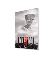 Atatürk Cam Tablo 4mm Dayanıklı Temperli Cam, Atatürk Glass Wall Art (Çok Renkli)