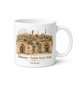 Elbistan Tarihi Dokusu Maraş Hatırası Seramik Kupa Bardak Hediye