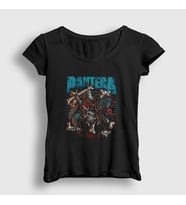 Presmono Kadın Siyah Bones Pantera T-Shirt 168221tt