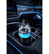 Otomatik Buharlı Araç Parfümü Aromalı Koku Difüzörü Şarjlı 1000mAh Buharlı Hava Nemlendirme (Siyah-Mat)