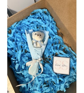 Unutulmaz Anlar İçin Mavi Tekli Mini Ayıcık Buketi - Teddy Bear Bouquet