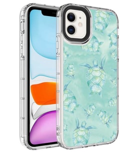 Apple iPhone 11 Kılıf Kamera Çıkıntılı Renkli Desenli Silikon NO13