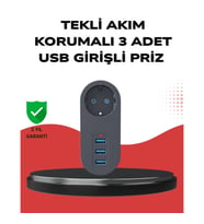 Mey İthalat® Isıya Dayanıklı 3 USB Portlu Güvenlikli Priz – Akıllı Enerji Yönetimi