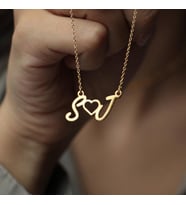 Kişiye Özel Çift Harf Kalp Kolye 925K Gümüş (Gold)