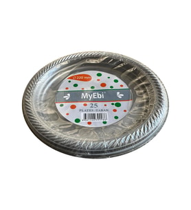 Kullan At Renkli Gri Parti Davet Plastik Tabak - 22 Cm. - 25 Adetlik Paket