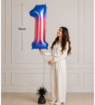 74 cm Renkli 1 Rakamlı Helyumlu Folyo Balon – Doğum Günü ve Parti Dekoru