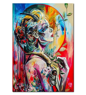 Ahşap Tablo Zodyak Gerçeküstü Resim Oğlak Burcu Görseli (35x50 Cm Boyut)
