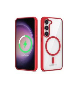 Samsung Galaxy S22 Uyumlu Kılıf M-safe Wireless Şarj Özellikli Silikon Zore Ege Kapak (Kırmızı)