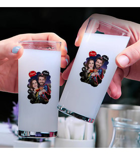 Süper Kahramanların Aşkı Karikatürlü İkili Rakı Bardağı Seti