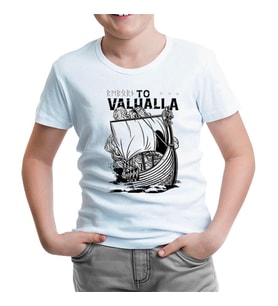 Viking Ship to Vallaha Beyaz Çocuk Tshirt