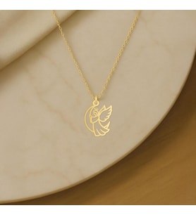 Kişiye Özel 925 Ayar Gümüş Minimalist Melek Figürlü Kolye (Gold)