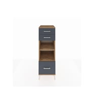 Kronos Dolap 2 Raflı 3 Çekmeceli 44x59x134 Çam-Antrasit