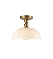 Mylights Gold Detaylı Opal Beyaz Cam Gövdeli Modern Yarı Sıva Üstü Tavan Aydınlatması Avize Lamba