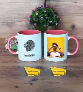 Aslan Kupa Bardak Pembe Fotoğraflı