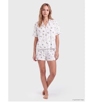 LCW DREAM Ekru Gömlek Yaka %100 Pamuklu Kadın Şortlu Pijama Takımı