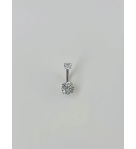 Rodyum Zirkon Taşlı Çelik Göbek - Pg0034