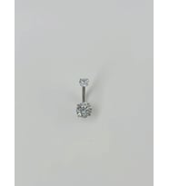 Rodyum Zirkon Taşlı Çelik Göbek - Pg0034