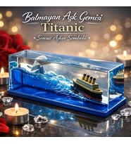 Batmayan Aşk Gemisi (Titanic) Dekoratif Akvaryum Obje  Sevgiliye Romantik Hediye  Sevgililer Günü – Yıl Dönümü (Mavi)