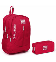 Coral High Sport Kırmızı Okul Çantası ve Kalemlik Seti - USB Soketli