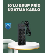Termal Koruma Sistemli USB Type-C 10’lu Grup Priz 2m 2500W Güç Kapasiteli