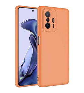 Xiaomi Mi 11T Pro 5G Kılıf Kamera Korumalı iÇi Süet Dokulu Lansman Tipi Silikon (Turuncu)