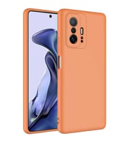 Xiaomi Mi 11T Pro 5G Kılıf Kamera Korumalı iÇi Süet Dokulu Lansman Tipi Silikon (Turuncu)