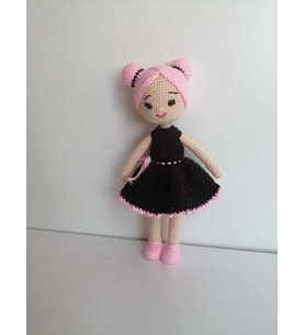 Siyah Küpe Çiçeği Amigurumi Organik Oyuncak