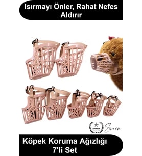 #KöpekAğızlığı Köpek Ağızlığı 7'li Set Ayarlanabilir Kayışlı Plastik Koruma Ağızlık Isırma Önleyici