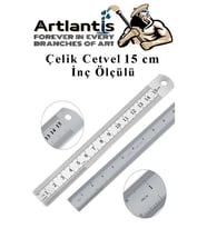 Çelik Cetvel 15 cm İnç Ölçülü 1 Adet Paslanmaz Çelik Metal Çetvel 15 Santimetre (Gri)