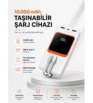 10.000 mAh Bataryalı, Dijital Göstergeli Taşınabilir Powerbank