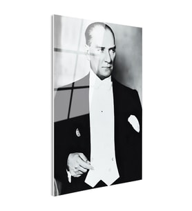Tamperli Gerçek Cam Tablo Atatürk Frak Giyim Atatürk Tablosu Duvar Dekoru