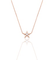 Gümüş rose zirkon tek taşlı mini buz kristali kar tanesi kolye SGTL12793ROSE