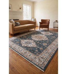 Hoom Rugs Otantik 2607 Yeşil Vintage Desenli Salon Halısı