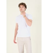Giyim Dünyası Erkek Sıfır Yaka Basic T-Shirt Beyaz