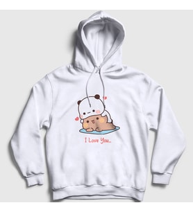 Presmono Unisex Beyaz Love Sevgili Sevgililer Günü Hediye Bubu Dudu Kapüşonlu Sweatshirt 481061tt