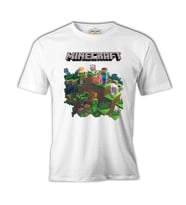 Minecraft - Bedrock Beyaz Erkek Tshirt