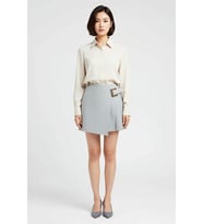 Kadın Büyük Beden Mini Şort Etek Bel Kemer Tokalı Pileli Dokuma Polyester Casual Rahat Günlük Modern