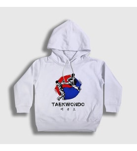 Presmono Unisex Çocuk Beyaz Dwit Chagi Taekwondo Ufc Mma Tekvando Kapüşonlu Sweatshirt 496868tt