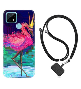 Realme C11 C21 C21Y C25Y C11 2021 Kılıf Boyun Askılı Silikon Queen Flamingo 1748